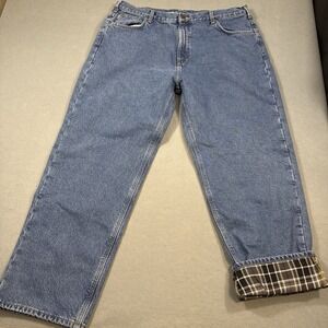 Carhartt Flannel Lined Denim Jeans 42X32 Workwear B172 DST